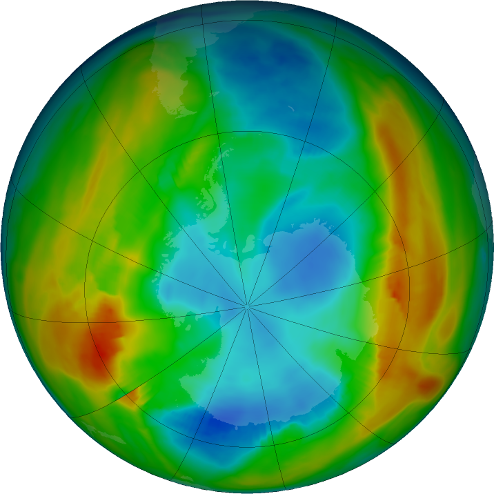 Antarctic ozone map for 02 August 2024